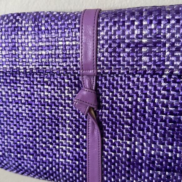 HILF Originals Vintage Retro Purple Weave Shoulder Bag Gold Chain Strap - Picture 3 of 11